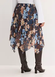 Midiskjørt i chiffon med asymmetrisk fald, bonprix