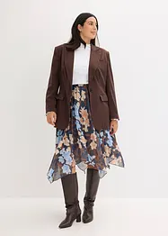 Midiskjørt i chiffon med asymmetrisk fald, bonprix