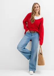 Oversized, lang genser med sidesplitter, bonprix