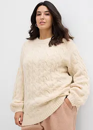 Oversized genser med flettet mønster, bonprix