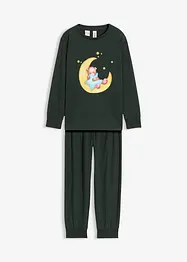 Pyjamas med myk bomull med trykk som lyser om natten (2-delt sett), bonprix