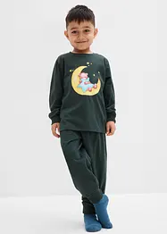 Pyjamas med myk bomull med trykk som lyser om natten (2-delt sett), bonprix
