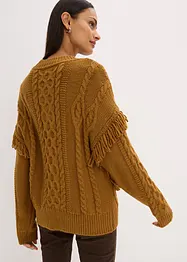 Oversized genser med frynser, bonprix