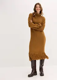 Strikket kjole med frynsekant, bonprix