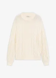 Oversized genser med flettemønster, bonprix