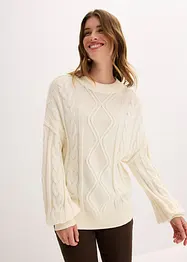 Oversized genser med flettemønster, bonprix