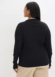 Ribbet, finstrikket genser med viskose i 2-i-1-stil, bonprix