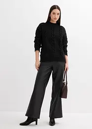 Grovstrikket genser med flettemønster, bonprix