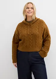 Grovstrikket genser med hette, bonprix