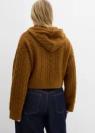 Grovstrikket genser med hette, bonprix