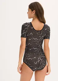 Body med halvlange ermer av modal med blonde, bonprix