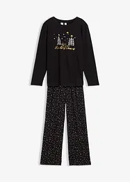 Pyjamas i myk bomull med glittertrykk, bonprix