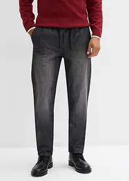 Regular Fit-pull on-jeans med flanellfôr, Straight, bonprix