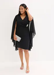 Minikjole med cape i tynn chiffon, bonprix