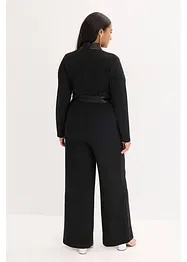 Jumpsuit i strukturert krepp med innfelling i sateng, bonprix