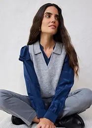 Finstrikket vest med alpakkaull, bonprix