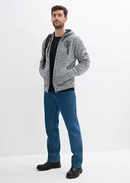 Sweatjakke med hette og teddyfôr, bonprix