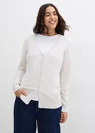 Finstrikket cardigan med knappestolpe, bonprix