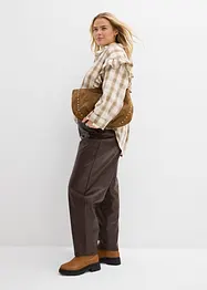 Barrel bukse i imitert skinn, Mid Waist, bonprix