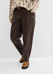 Barrel bukse i imitert skinn, Mid Waist, bonprix