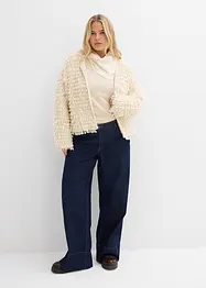 Grovstrikket jakke i curly fuskepels-stil, bonprix