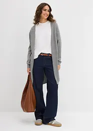 Lang strikkejakke med rullekant, bonprix