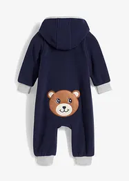 Fleeceoverall med hette og bamse-applikasjon, bonprix