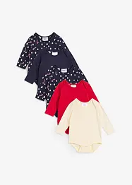 Langermet body i ren økologisk bomull til baby (5-pack), bonprix