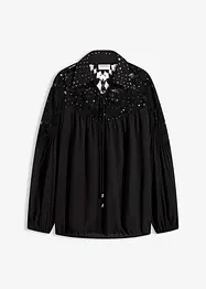 Slip on-bluse med blonde, bonprix