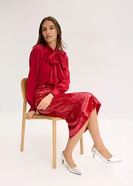 Paljettbrodert midiskjørt, bonprix