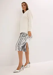 Paljettbrodert midiskjørt, bonprix