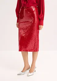 Paljettbrodert midiskjørt, bonprix