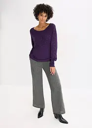 Finstrikket genser med strass, bonprix