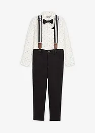 Langermet skjorte, stretchbukse, bukseseler og tversoversløyfe (4 deler), bonprix