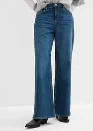 Wide Leg-jeans Mid Waist med glitterstener, bonprix