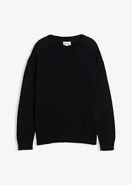 Genser i myk bomullsmiks med rund hals, Loose Fit, bonprix