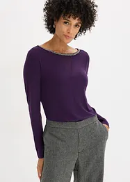 Topp med innfelt mesh og strass, bonprix