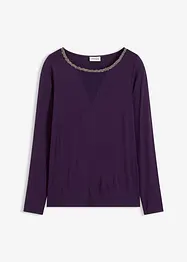 Topp med innfelt mesh og strass, bonprix