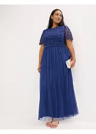 Maxikjole i fin tyll med paljettbroderi, bonprix