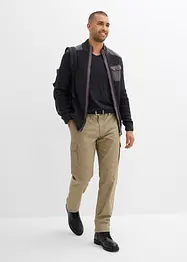 Grovstrikket cardigan med vevd besetning, bonprix