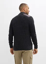 Grovstrikket cardigan med vevd besetning, bonprix