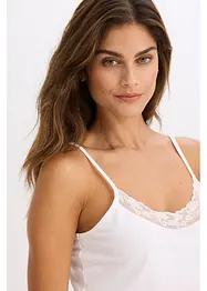 Singlet med økologisk bomull og blonder (2-pack), bonprix