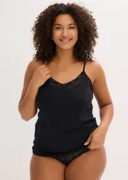 Singlet med økologisk bomull og blonder (2-pack), bonprix