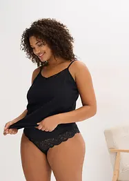 Singlet med økologisk bomull og blonder (2-pack), bonprix