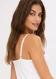 Singlet med økologisk bomull og blonder (2-pack), bonprix