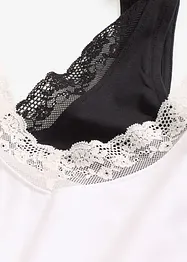 Singlet med økologisk bomull og blonder (2-pack), bonprix