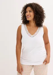 Singlet med økologisk bomull og blonder (2-pack), bonprix