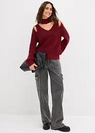 Grovstrikket genser med cut outs, bonprix