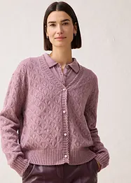 Cardigan med ull og hullmønster, bonprix