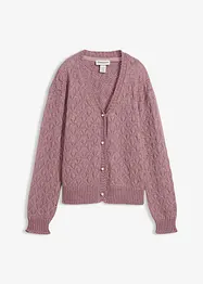 Cardigan med ull og hullmønster, bonprix
